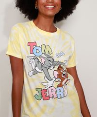 Camiseta-Feminina-Tom-e-Jerry-Estampada-Tie-Dye-Manga-Curta-Decote-Redondo-Amarela-9960133-Amarelo_5