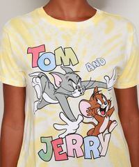 Camiseta-Feminina-Tom-e-Jerry-Estampada-Tie-Dye-Manga-Curta-Decote-Redondo-Amarela-9960133-Amarelo_6