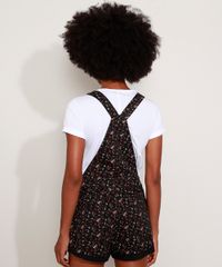 Jardineira-de-Sarja-Feminina-Relaxed-Estampada-Floral-com-Barra-Dobrada-Preta-9970913-Preto_2