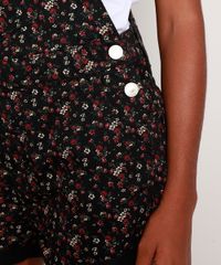 Jardineira-de-Sarja-Feminina-Relaxed-Estampada-Floral-com-Barra-Dobrada-Preta-9970913-Preto_6