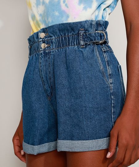 Short-Jeans-Feminino-Sawary-Clochard-Cintura-Alta-com-Fivela-Azul-Medio-9974664-Azul_Medio_1