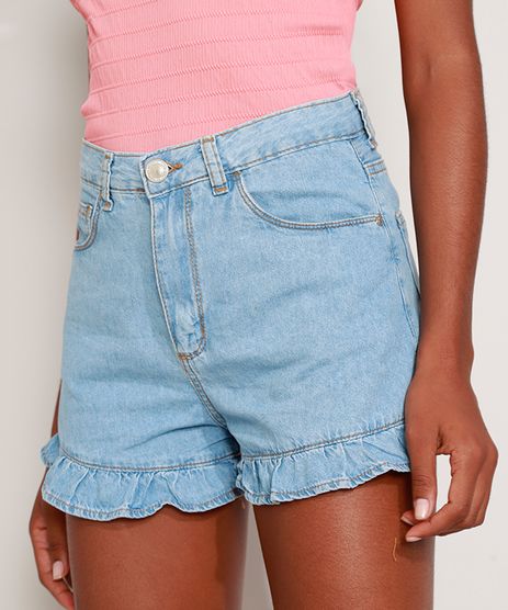 short jeans com laço na cintura