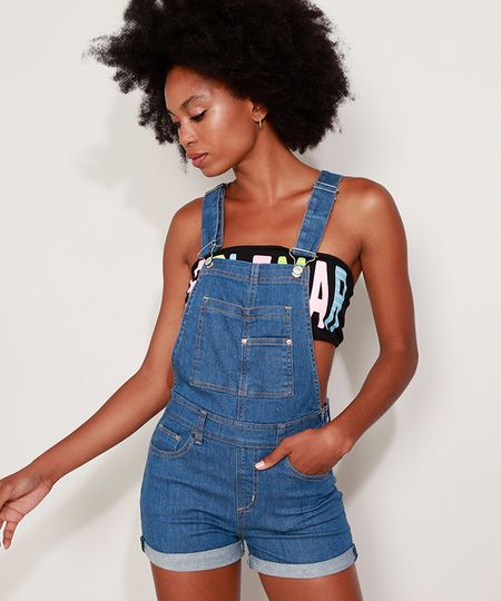 Jardineira-Jeans-Feminina-Reta-com-Barra-Dobrada-Azul-Medio-9972525-Azul_Medio_1