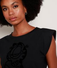 Regata-Muscle-Tee-Feminina-Garfield-Flocada-com-Ombreiras-Decote-Redondo-Preta-9968814-Preto_4