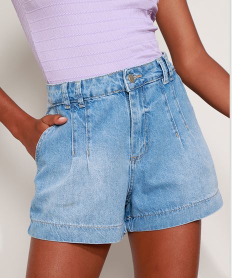 Short-Jeans-Feminino-Sawary-Gode-Cintura-Alta-com-Pences-Azul-Claro-9980121-Azul_Claro_1