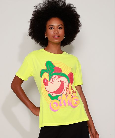 Camiseta-Feminina-Ampla-Minnie--OMG--Manga-Curta-Decote-Redondo-Verde-Neon-9968808-Verde_Neon_1