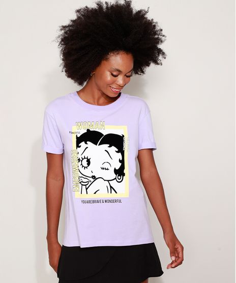 Camiseta-Feminina-Ampla-Betty-Boop-Manga-Curta-Decote-Redondo-Lilas-9968809-Lilas_1