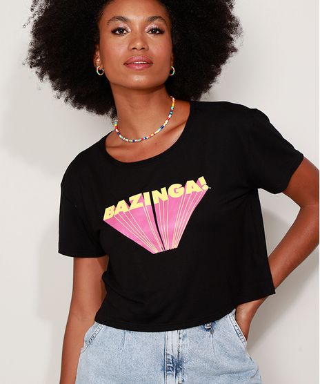 Camiseta-Feminina-Cropped--Bazinga---The-Big-Bang-Theory-Manga-Curta-Decote-Redondo-Preta-9974584-Preto_1