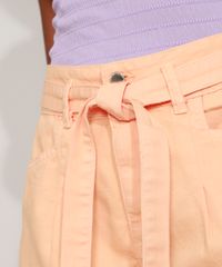 Short-de-Sarja-Feminino-Clochard-Cintura-Super-Alta-com-Faixa-para-Amarrar-Laranja-9971592-Laranja_6
