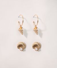 Kit-de-2-Brincos-Feminino-em-Formato-de-Concha-Dourado-9962255-Dourado_2