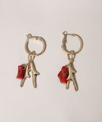 Brinco-Feminino-de-Argola-com-Pingente-de-Coral-Dourado-9962280-Dourado_2