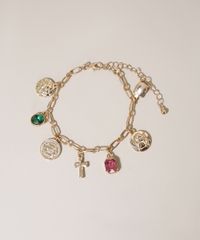 Pulseira-Feminina-com-Pingentes-de-Medalhas--Dourado-9963585-Dourado_2