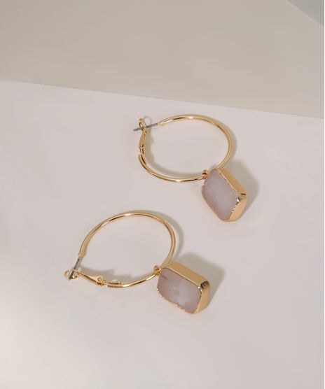 Brinco-Feminino-de-Argola-com-Pingente-Retangular-Dourado-9963577-Dourado_1