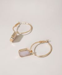 Brinco-Feminino-de-Argola-com-Pingente-Retangular-Dourado-9963577-Dourado_3