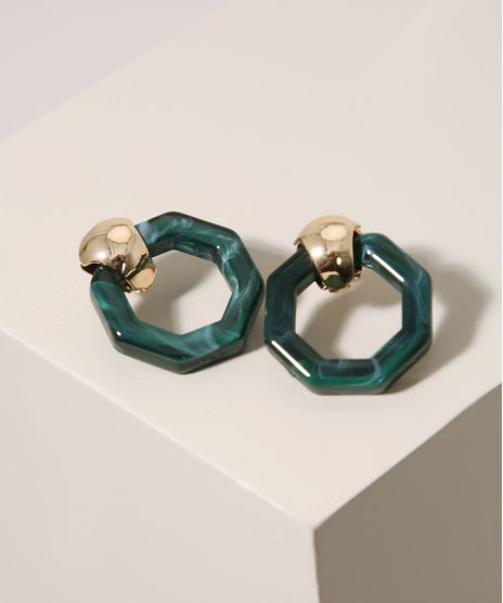 Brinco-Feminino-Hexagonal-em-Resina-Verde-9962269-Verde_1