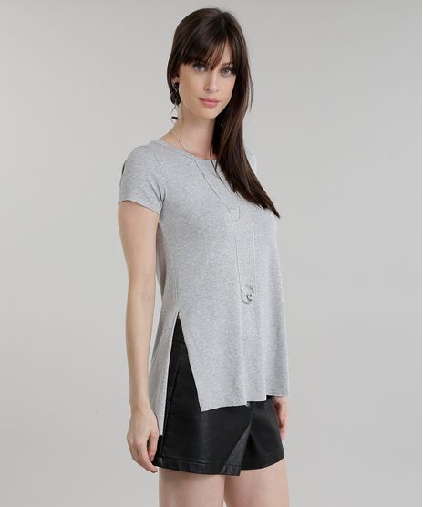 Blusa-Longa-Basica-com-Fendas-Cinza-Mescla-Claro-8783273-Cinza_Mescla_Claro_1