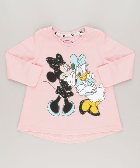 Blusa-Minnie-e-Margarida-em-Algodao---Sustentavel-Rosa-9042621-Rosa_1