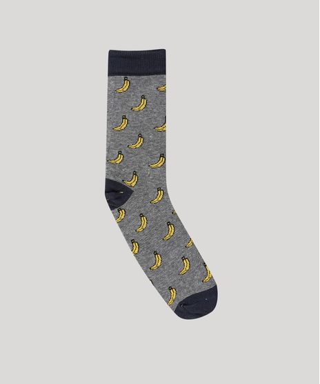 Meia-Estampada-de-Bananas-Preta-8999691-Preto_1