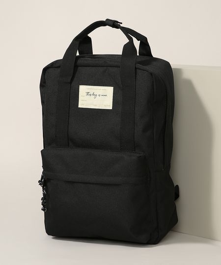 Mochila-Feminina-Grande-com-Bolso-Frontal-e-Alca-de-Mao-Preta-9965538-Preto_1