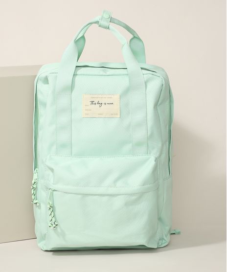 Mochila-Feminina-Grande-com-Bolso-Frontal-e-Alca-de-Mao-Verde-9965538-Verde_1