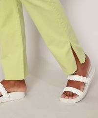 Calca-de-Sarja-Feminina-Reta-Cintura-Alta-com-Fenda-Verde-Claro-9974726-Verde_Claro_6
