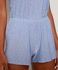 Short Doll Estampado Poá Azul Claro Detalhes