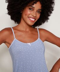 Short Doll Estampado Poá Azul Claro Blusa