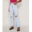 Calca-Jeans-Feminina-Reta-Cintura-Super-Alta-Destroyed-Marmorizada-com-Fenda-Azul-Claro-9971222-Azul_Claro_1