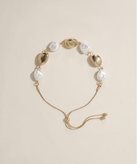 Pulseira-Feminina-com-Perolas-Dourada-9962245-Dourado_1