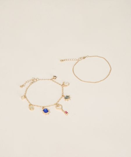 Kit-de-2-Pulseiras-Femininas-com-Pingentes-Dourado-9962250-Dourado_1