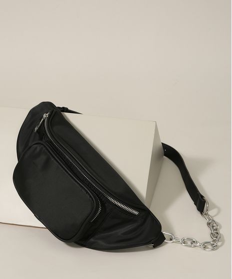 Pochete-Feminina-com-Bolso-Alca-em-Corrente-Preta-9965533-Preto_1