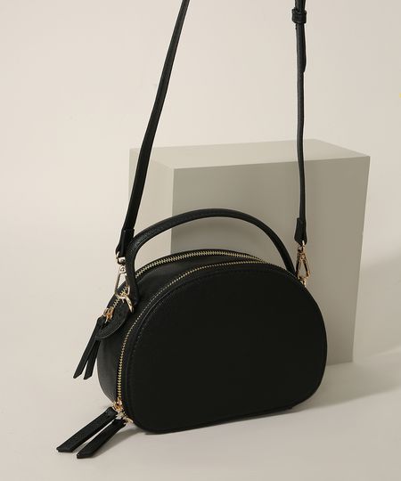 Bolsa-Feminina-Transversal-Pequena-com-Alca-De-Mao-Preta-9965540-Preto_1