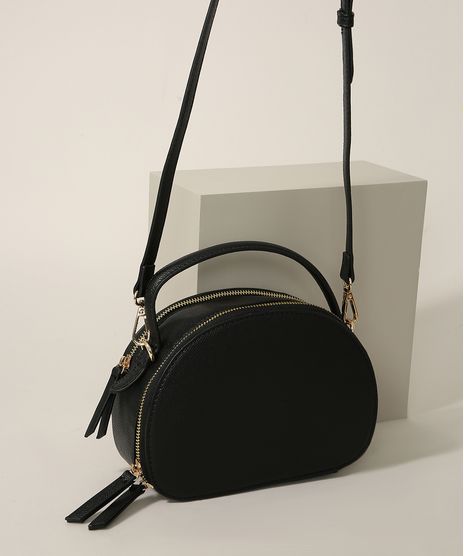 Bolsa-Feminina-Transversal-Pequena-com-Alca-De-Mao-Preta-9965540-Preto_1