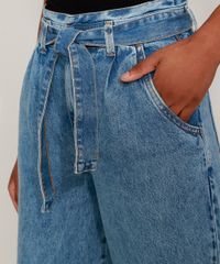 Calca-Jeans-Feminina-Wide-Pantalona-Cintura-Super-Alta-Marmorizada-com-Fenda-e-Faixa-para-Amarrar-Azul-Medio-9971819-Azul_Medio_5
