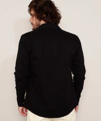 Camisa-de-Sarja-Masculina-Overshirt-Comfort-com-Bolsos-Manga-Longa-Preta-9968746-Preto_4