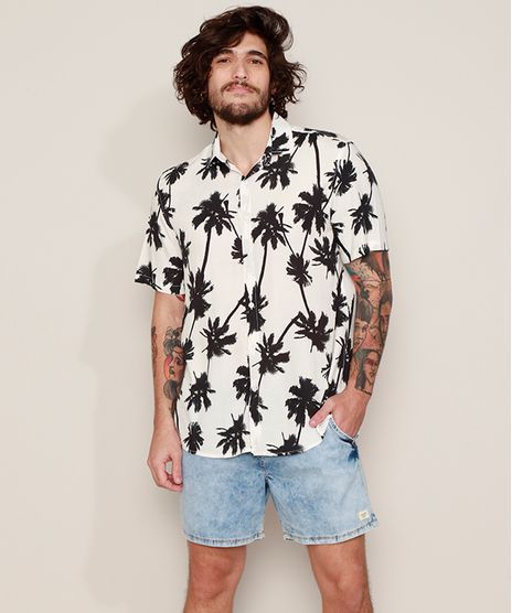 Camisa-Masculina-Tradicional-Estampada-de-Coqueiros-Manga-Curta-Branca-9968725-Branco_1
