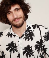 Camisa-Masculina-Tradicional-Estampada-de-Coqueiros-Manga-Curta-Branca-9968725-Branco_2