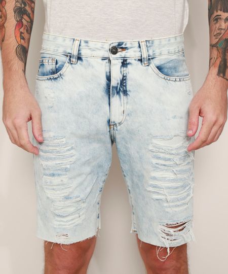 Bermuda-Jeans-Masculina-Slim-Destroyed-Marmorizada-Azul-Claro-9971326-Azul_Claro_1 Bermuda-Jeans-Masculina-Slim-Destroyed-Marmorizada-Azul-Claro-9971326-Azul_Claro_1