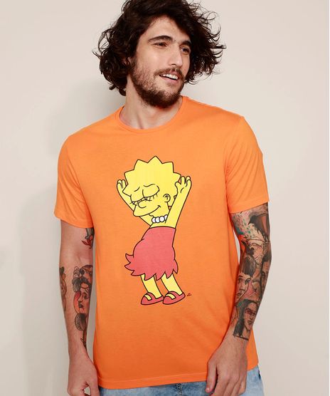 Camiseta-Masculina-Lisa-Simpson-Dancando-Manga-Curta-Gola-Careca-Laranja-9971308-Laranja_1