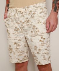 Bermuda-de-Sarja-Masculina-Relaxed-Estampada-de-Ilhas-com-Cordao-Off-White-9963842-Off_White_1