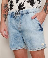 Short-Jeans-Masculino-Marmorizado-com-Cordao-e-Bolsos-Azul-Claro-9969046-Azul_Claro_1