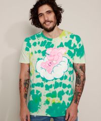Camiseta-Masculina-Elefante-Ursinhos-Carinhosos-Estampada-Tie-Dye-Manga-Curta-Gola-Careca-Verde-9973595-Verde_1