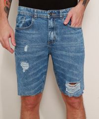 Bermuda-Jeans-Masculina-Slim-Destroyed-Marmorizada-Azul-Medio-9975902-Azul_Medio_1