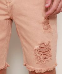 Bermuda-de-Sarja-Masculina-Slim-Destroyed-com-Chaveiro-Coral-9968933-Coral_2