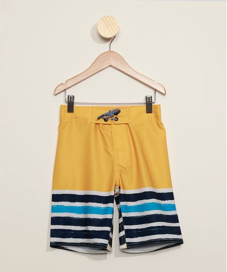 Bermuda-Surf-Infantil-com-Listras-e-Cordao-Amarela-9973424-Amarelo_1