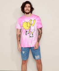 Camiseta-Masculina-Lisa-Simpson-Patinadora-Estampada-Tie-Dye-Manga-Curta-Gola-Careca-Rosa-9973598-Rosa_3