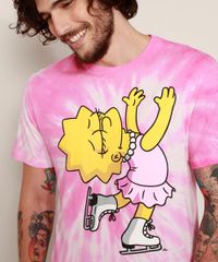 Camiseta-Masculina-Lisa-Simpson-Patinadora-Estampada-Tie-Dye-Manga-Curta-Gola-Careca-Rosa-9973598-Rosa_6