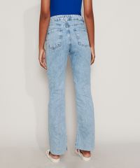 Calca-Jeans-Feminina-Reta-Cintura-Alta-Marmorizada-com-Fenda-Azul-Claro-9971221-Azul_Claro_2