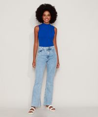 Calca-Jeans-Feminina-Reta-Cintura-Alta-Marmorizada-com-Fenda-Azul-Claro-9971221-Azul_Claro_3
