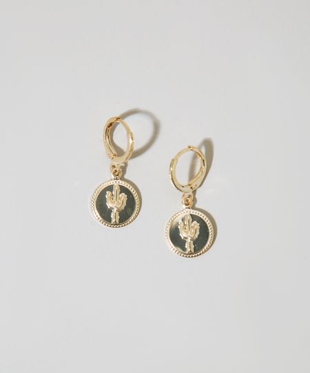 Brinco-Feminino-de-Argola-Pequena-com-Pingente-Cacto-Dourado-9976385-Dourado_1